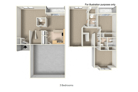 A diagram shows a floor plan of a 3 bedroom apartment.